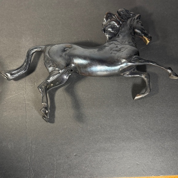 Bronze Black Rearing Horse Sculpture Vintage handmade - Picture 13 of 15